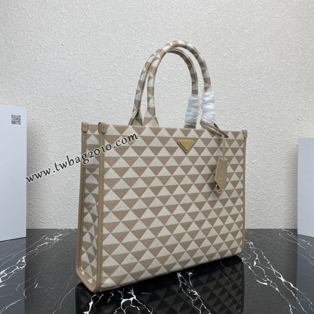 Prada專櫃新款刺繡織物包 1BA356 普拉達大號無長肩帶刺繡托特包 csp1481